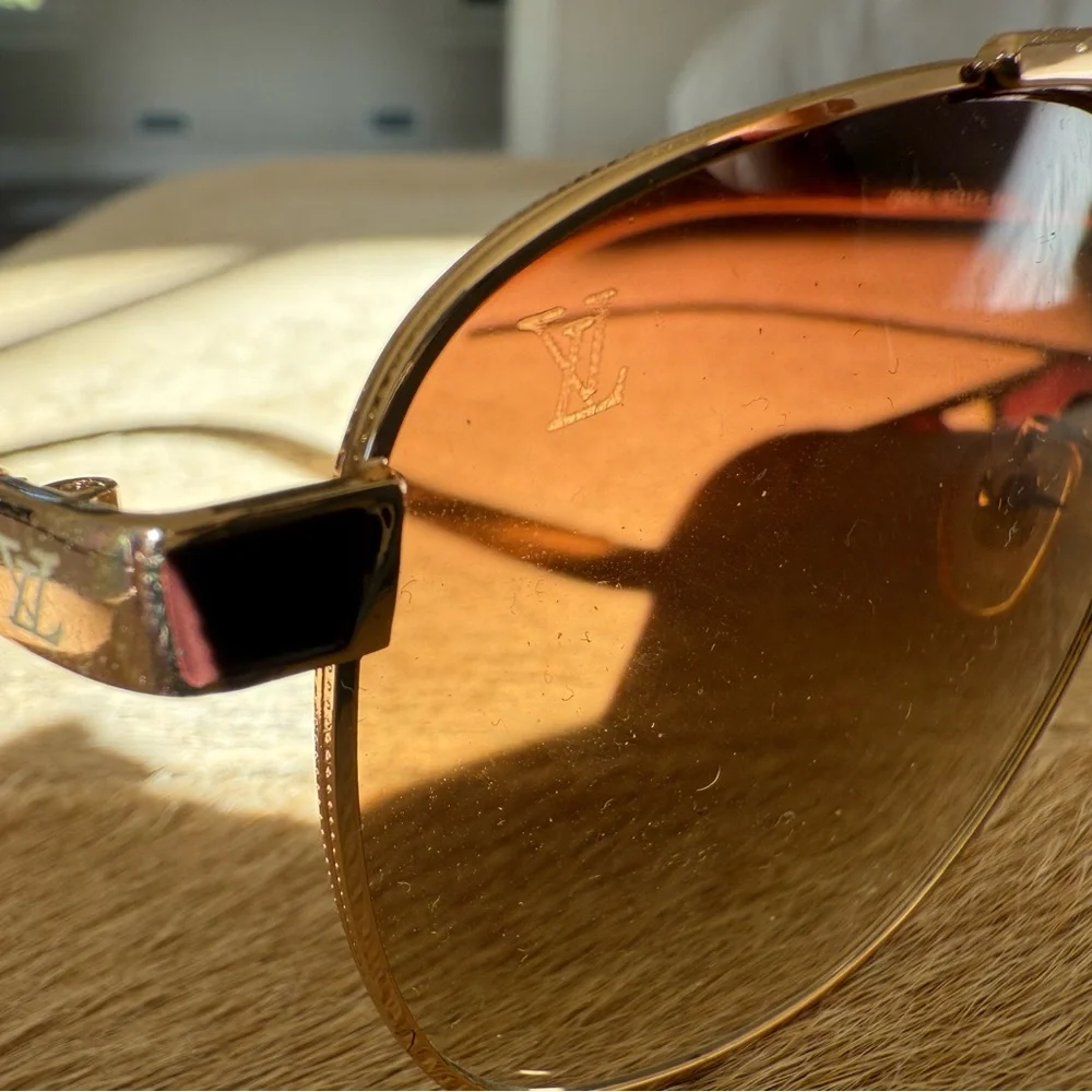 Louis Vuitton Vintage Aviator sunglasses London two tone yellow great condition - Picture 2 of 11